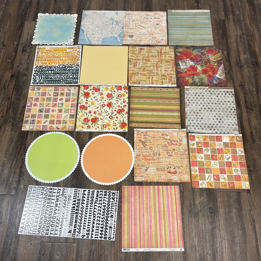 Colorful Scrapbook Paper and Stickers Lot (18)